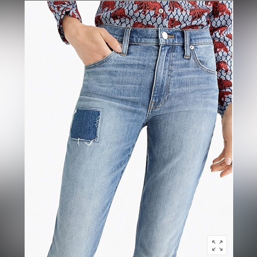 J crew slim patch broken‎ in boyfriend jeans